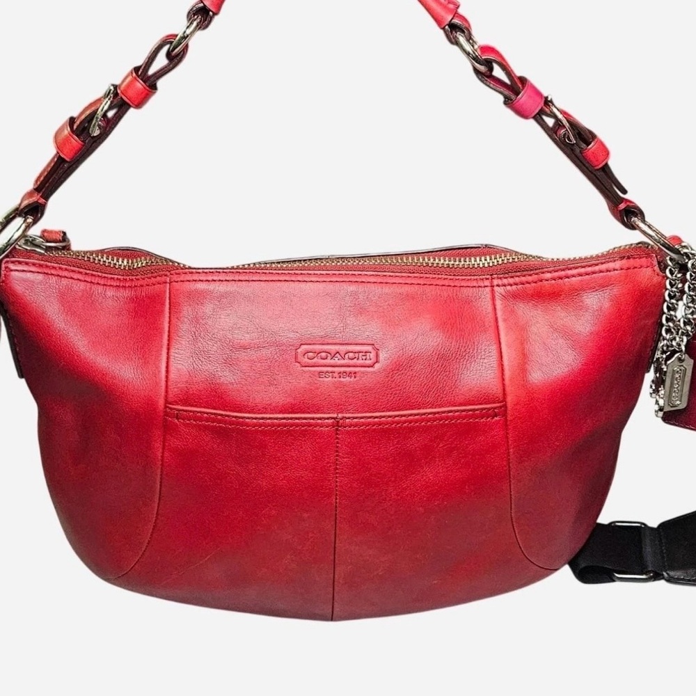 Vintage Coach Red Leather Shoulder Bag